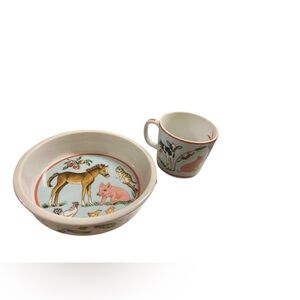 Vintage 1997 Lynn Chase Designs Barn Dance Child's Bowl Cup Porcelain